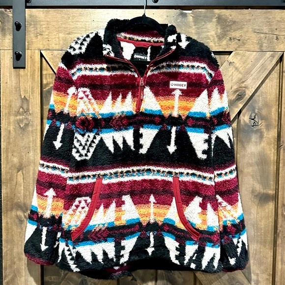 EUC Hooey Brand Aztec Patterned Fleece Pullover Top Sz L - Picture 4 of 16
